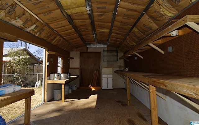 miscellaneous room featuring vaulted ceiling