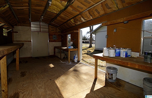 misc room featuring lofted ceiling