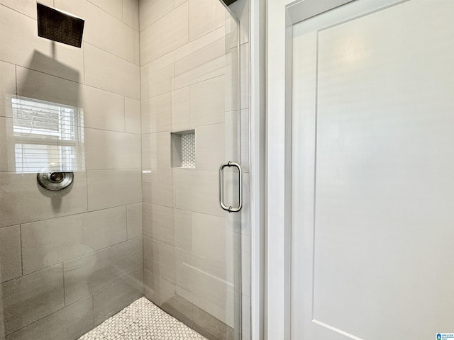 bathroom featuring a shower stall