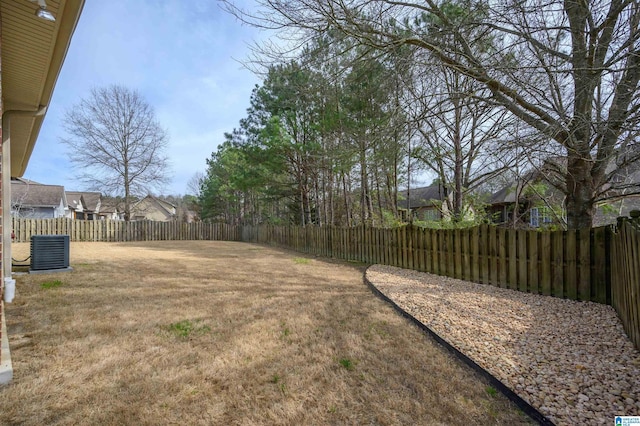 view of yard featuring a fenced backyard