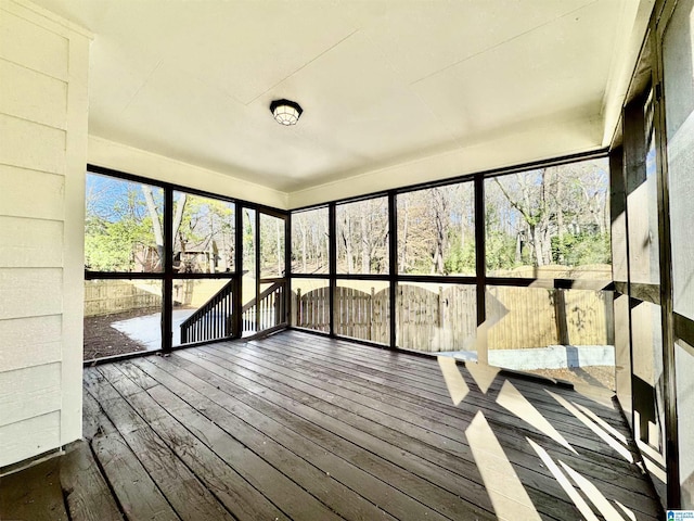 view of unfurnished sunroom