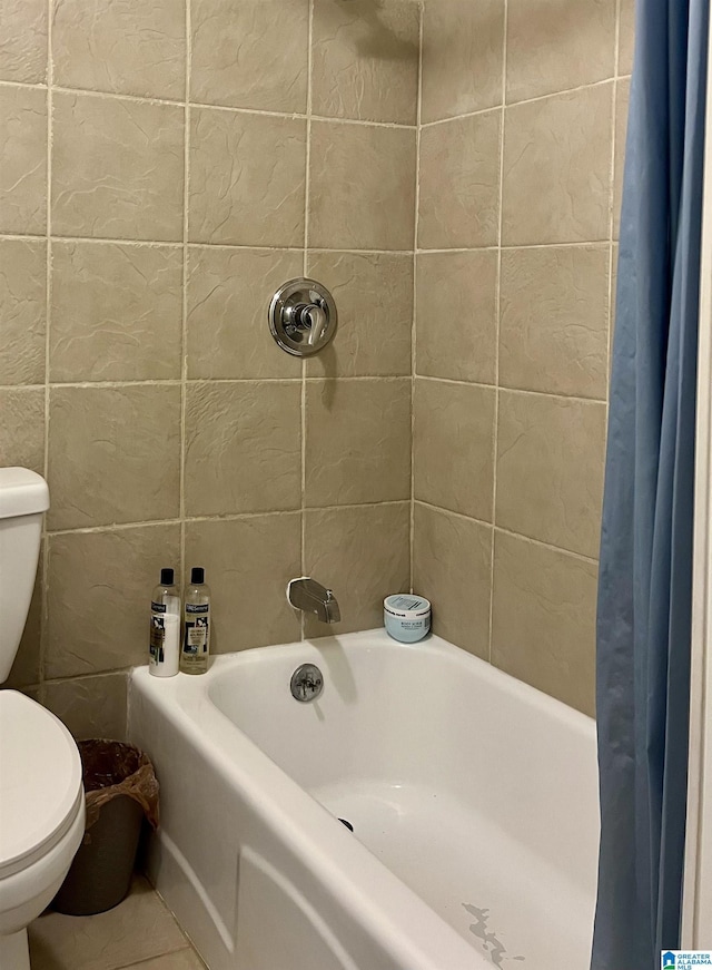 171 Old Montgomery Hwy Unit A, Homewood, AL 35216 - full bathroom with toilet, tile walls, shower / bath combo, and tile patterned floors