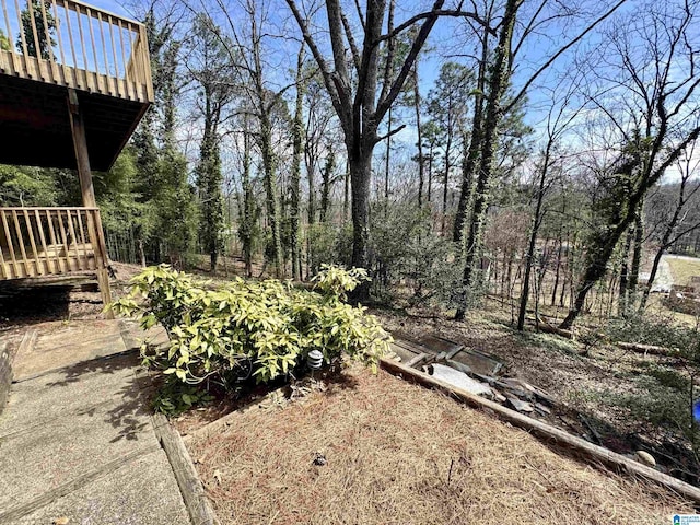 view of yard with a wooden deck