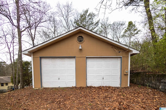 view of detached garage