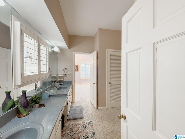 bathroom with double vanity, plenty of natural light, and a sink