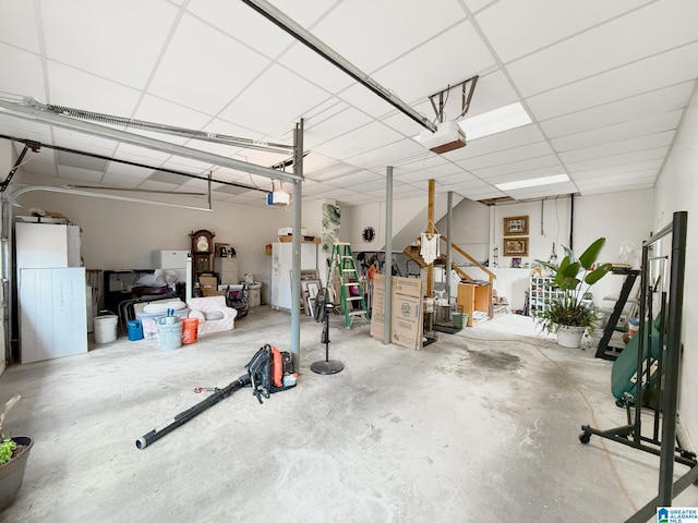 garage with a garage door opener