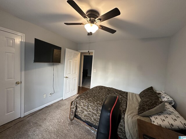 13733 Ginger Dr, Mccalla, AL 35111 - bedroom with baseboards, carpet floors, and ceiling fan