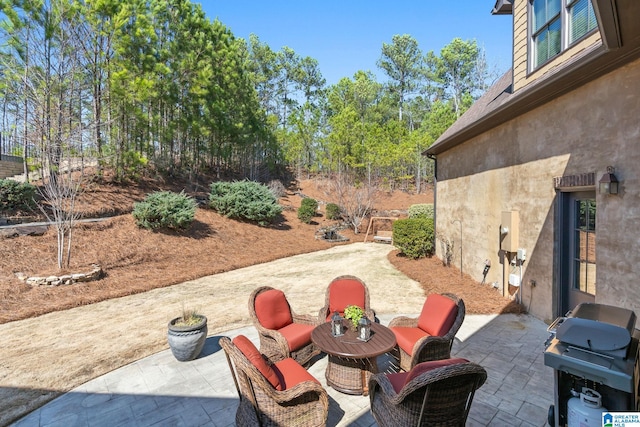 view of patio / terrace featuring a grill