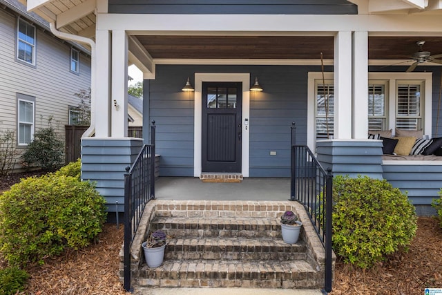 doorway to property featuring a porch