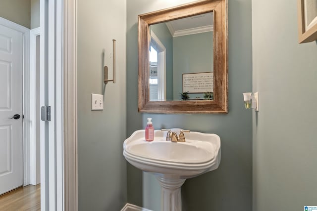 bathroom with ornamental molding