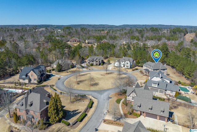 aerial view featuring a residential view