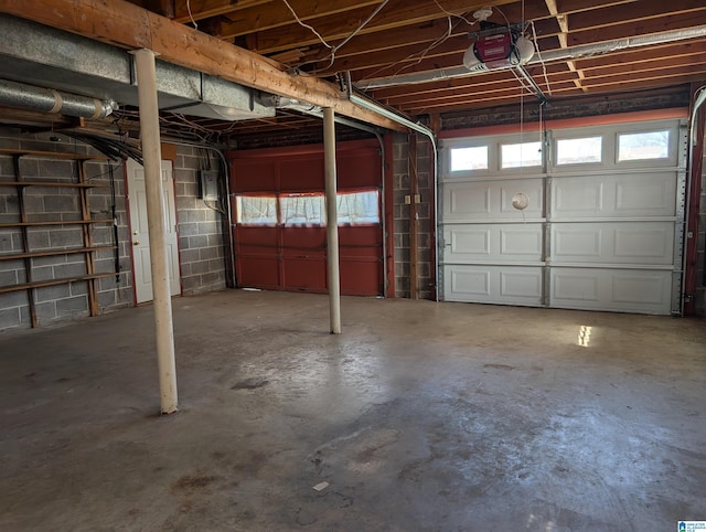 garage with a garage door opener