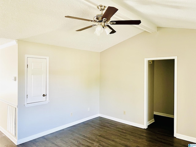 spare room featuring a textured ceiling, wood finished floors, visible vents, and baseboards