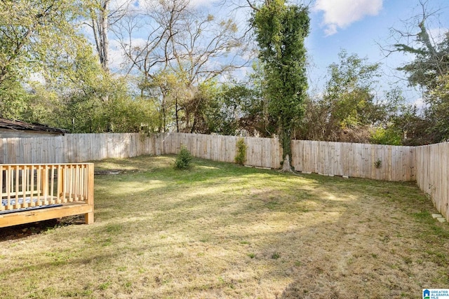 view of yard featuring a fenced backyard