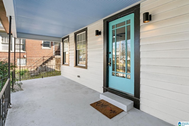 property entrance with a porch