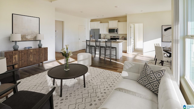 living room with light wood-style flooring