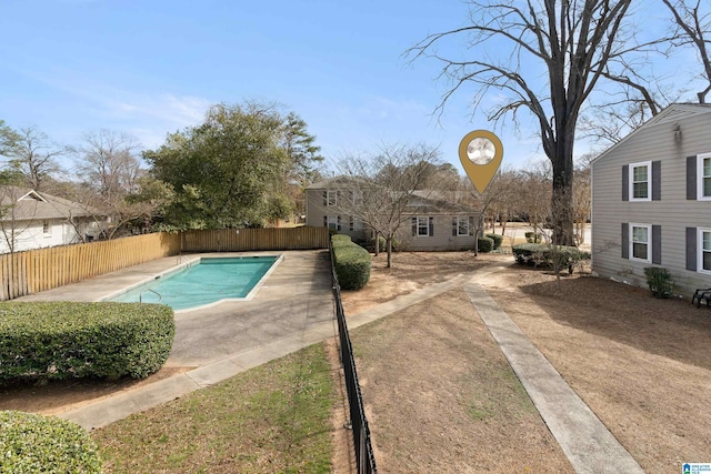 view of pool featuring a fenced in pool and fence