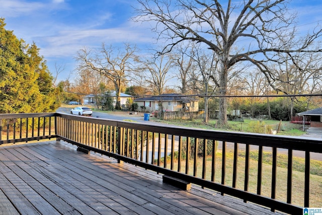 deck with a residential view