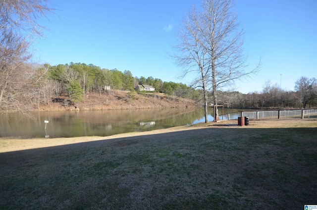 view of yard with a water view