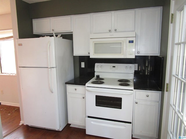 3830 Windhover Dr Unit 1, Vestavia Hills, AL 35216 - kitchen with white appliances, white cabinetry, and dark wood finished floors