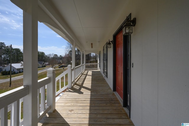 wooden deck with covered porch