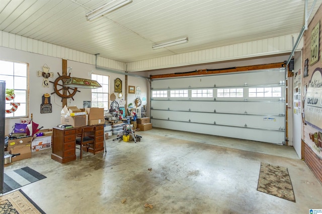 garage with metal wall