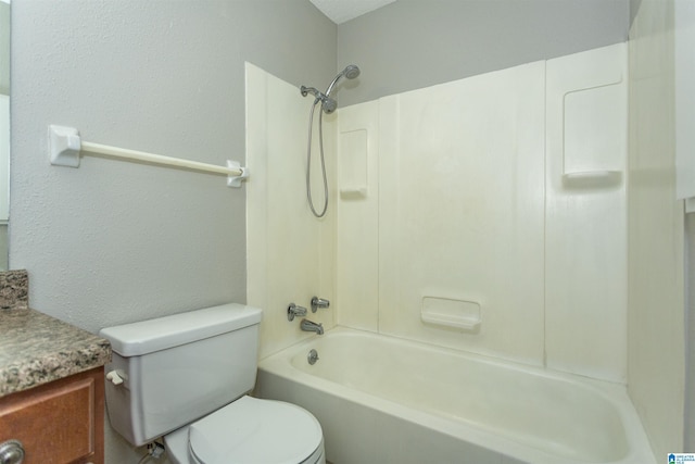 full bathroom featuring vanity, toilet, and bathing tub / shower combination