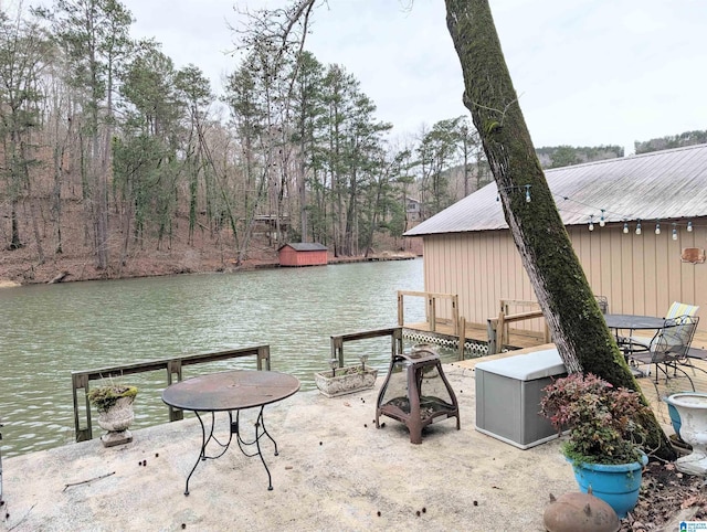 view of dock featuring a water view