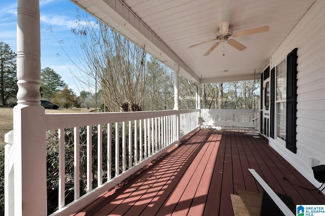 deck featuring ceiling fan