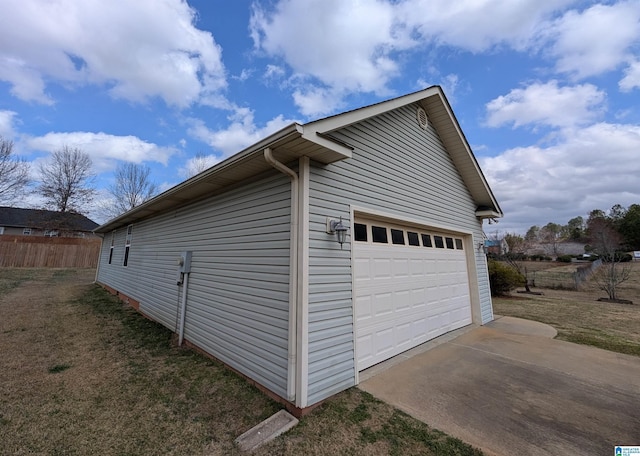 garage featuring fence