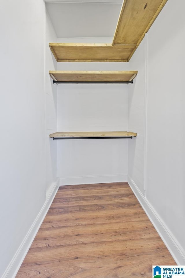 spacious closet featuring light wood-style flooring