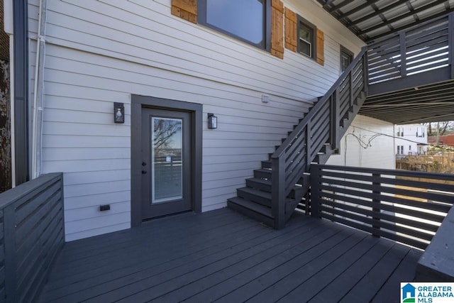 wooden terrace with stairs