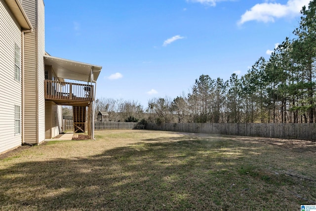 view of yard with a fenced backyard