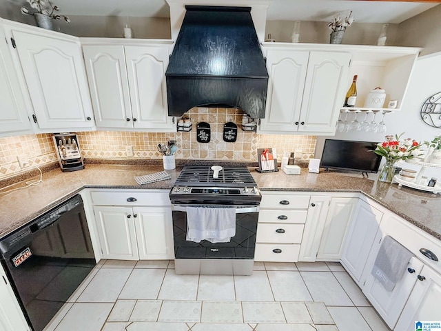 kitchen featuring tasteful backsplash, dishwasher, stainless steel gas range oven, and extractor fan