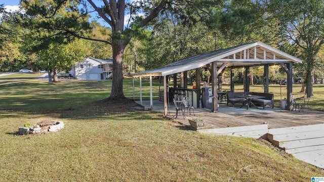 view of home's community featuring a deck, a gazebo, and a yard