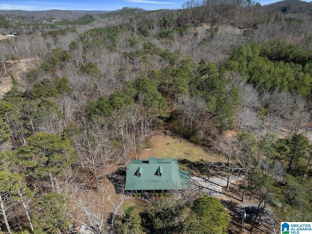 bird's eye view with a view of trees