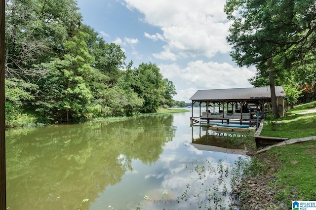 view of dock featuring a water view