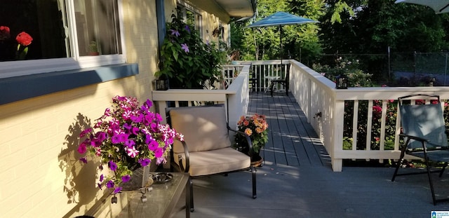 exterior space featuring a wooden deck