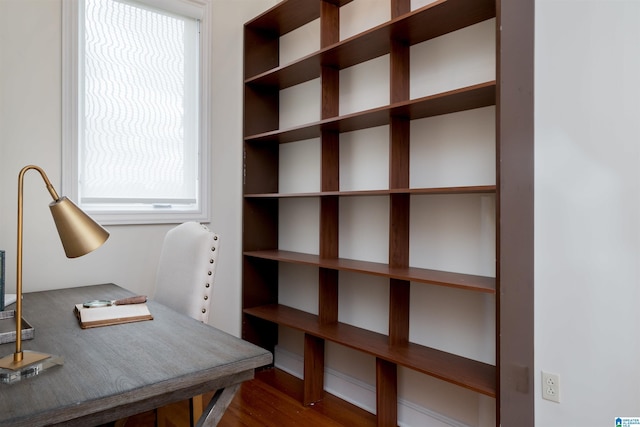 home office featuring dark wood finished floors