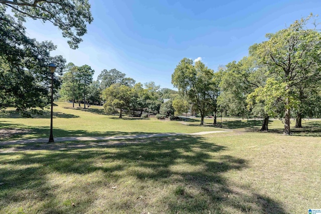 view of property's community with a lawn