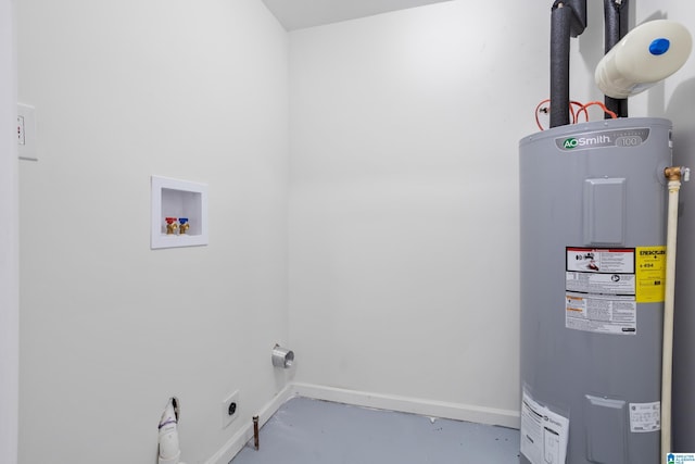 utility room featuring water heater