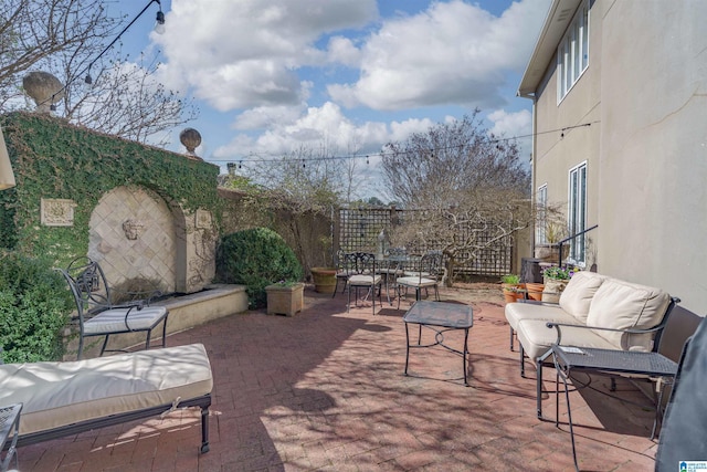 view of patio featuring an outdoor living space