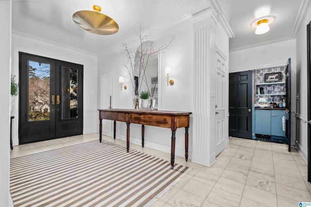 foyer with ornamental molding