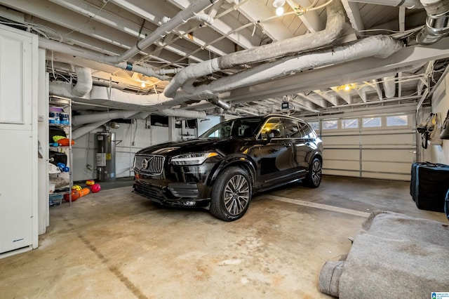 garage with electric water heater