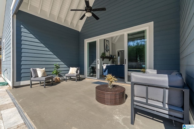 view of patio / terrace featuring a ceiling fan