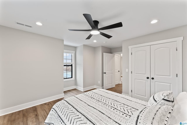 1165 Cedar Creek Dr, Sylacauga, AL 35151 - bedroom with recessed lighting, visible vents, baseboards, and wood finished floors