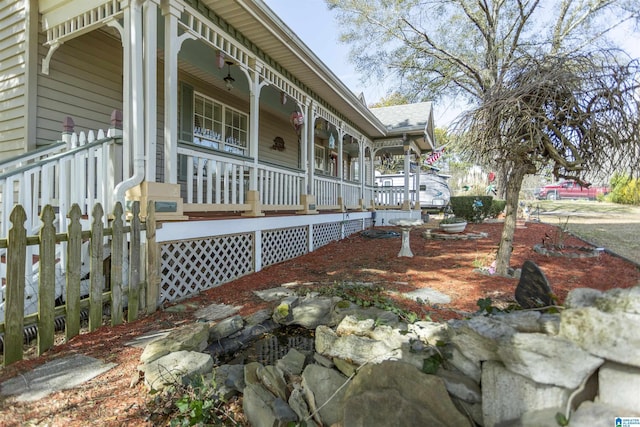 view of home's exterior with a porch