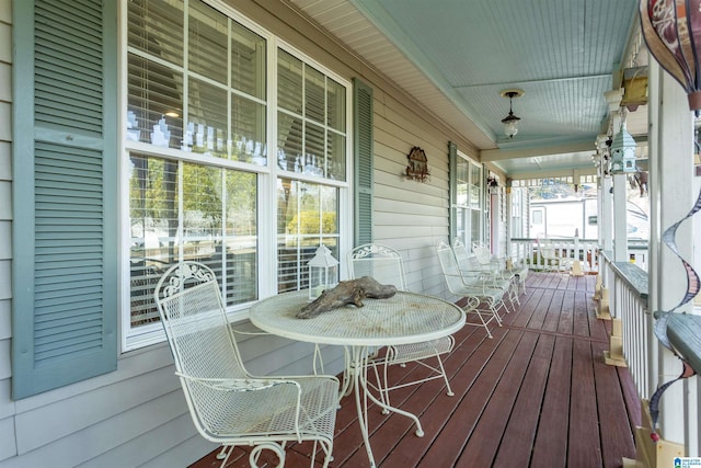 deck with covered porch