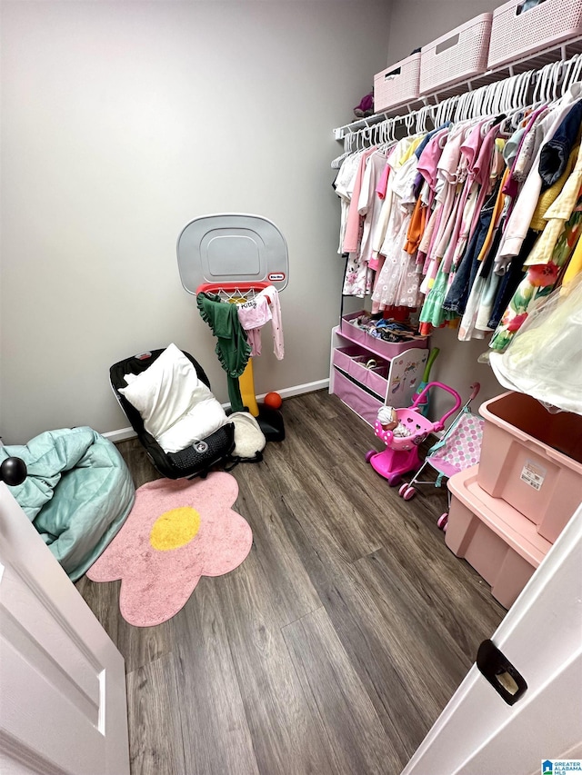spacious closet featuring wood finished floors
