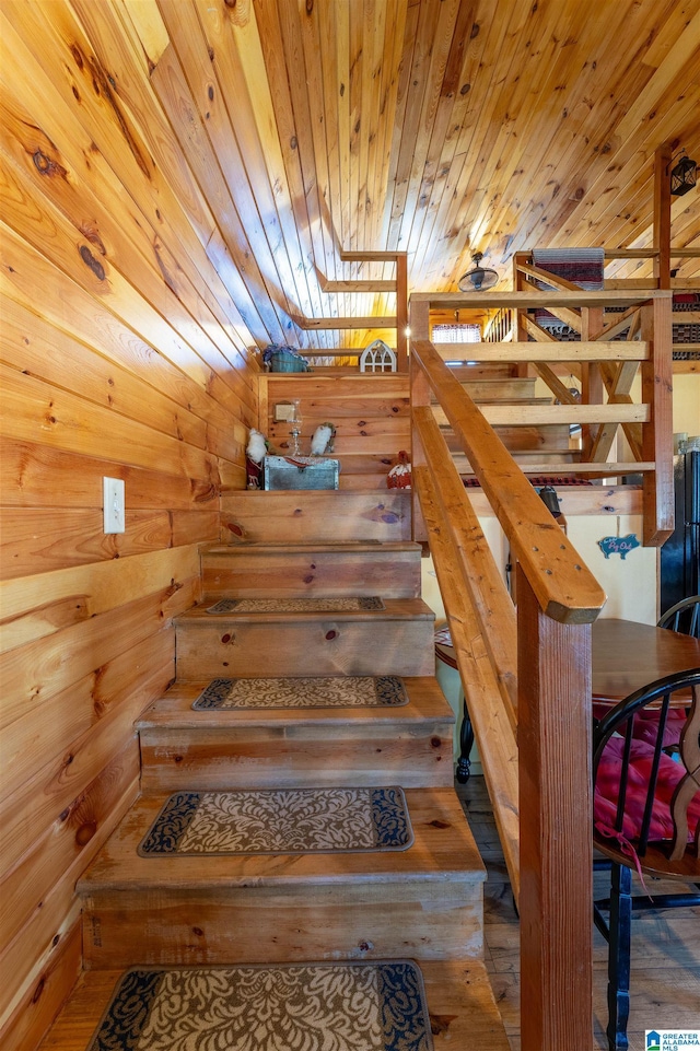 72 Alexandria Heights Cir, Alexandria, AL 36250 - staircase with wood ceiling and wooden walls